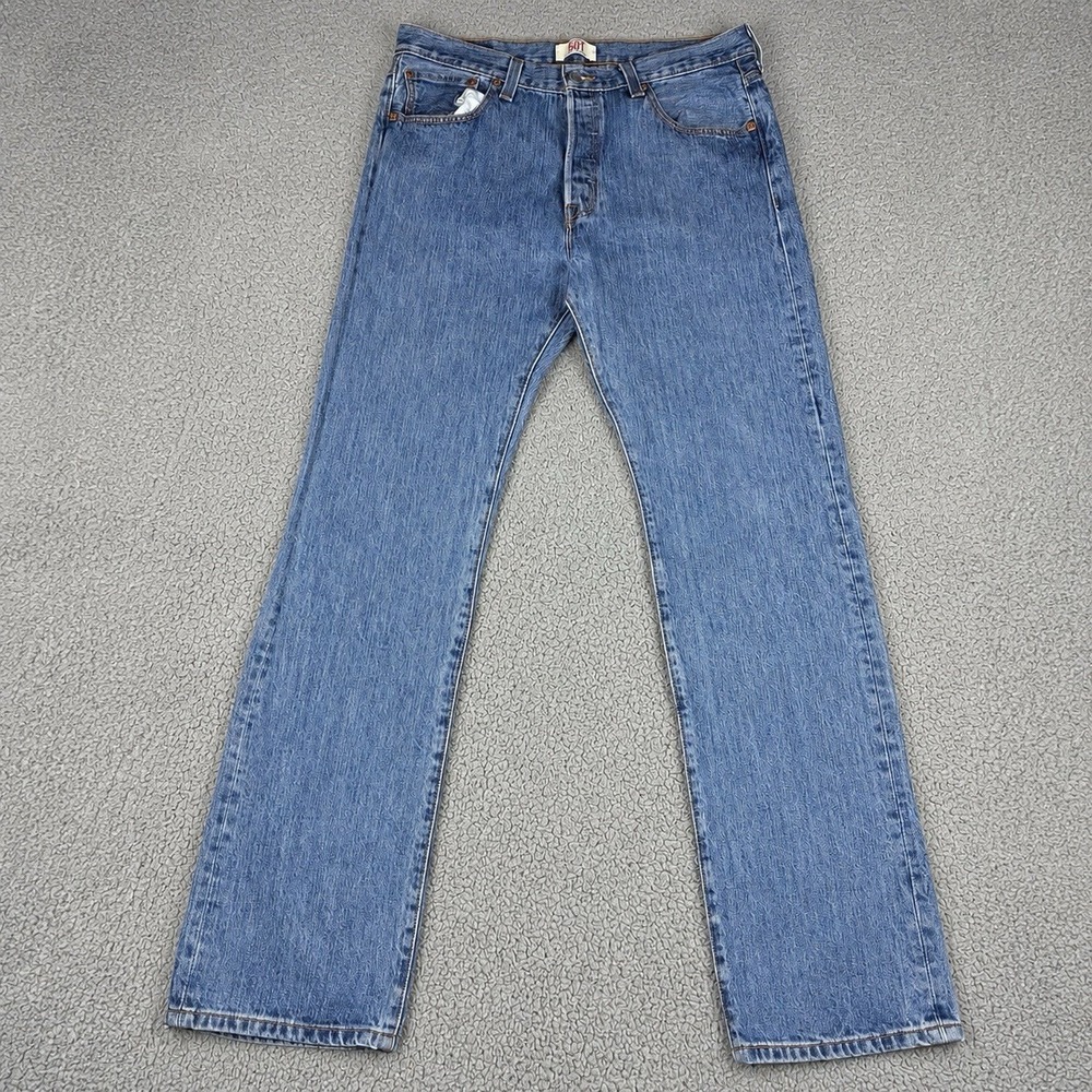 Vintage Levi's 501 Jeans Men's 34x34 Blue Denim Button Fly Straight Y2K Haiti